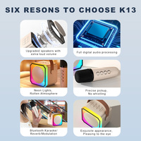 Enceinte Bluetooth portable K13 avec lumière ambiante RVB, deux microphones, karaoké sans fil pour enfants en extérieur, audio