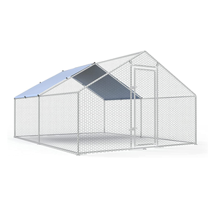 Chicken Run Metal Chicken Coop Heavy Duty Animal Cages Rabbit Hutch Chicken Cage For Yard With Plastic Mesh Protection