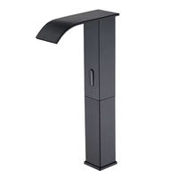 Robinet de lavabo automatique infrarouge carré moderne en laiton, sans contact, à capteur, pour hôtel, montage monotrou, finition brossée
