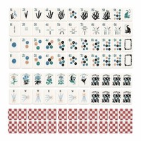 Tuiles de Mahjong Américaines de Luxe Personnalisées en Acrylique, Thème Floral Botanique, Ensemble de Jeu Blanc, Dos en Damier, Tuiles Décoratives