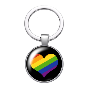 Hoge Kwaliteit Custom Gay Pride Regenboog Vlag Sleutelhanger Metalen Legering Felle Kleur Glazen Koepel Stijlvolle Lesbische Lgbt Pride Sleutelhanger Gay - Product Image 1