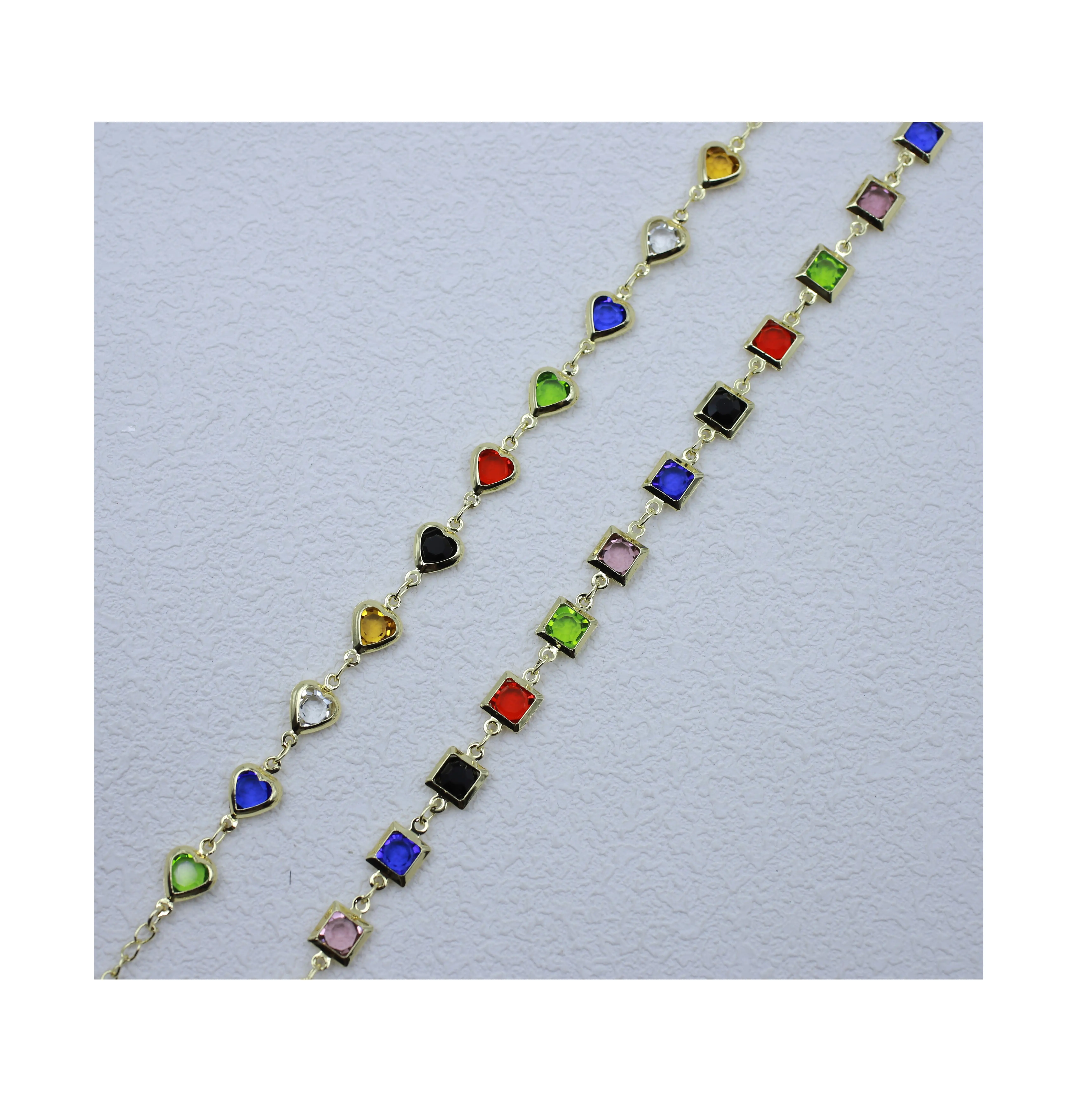 Bracelet de pierres précieuses multicolores synthétiques classiques plaquées or 14 carats cadeau parfait de fête bijoux hawaïens boho