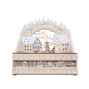 45cm Semicircular Arch Bridge Shape LED Wooden <strong>Christmas</strong> Calendar Tabletop <strong>Village</strong> <strong>House</strong> Bridge Light up Decoration Decor - Product Image 1