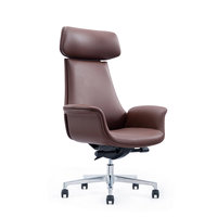 Chaise de bureau de direction ergonomique en cuir PU de luxe, réglable, pour longues sessions de travail, modèle Brown Directors Boss.