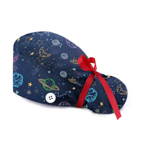 Gorros de Enfermera con Estampados de Dibujos Animados, Gorros Quirúrgicos con Forro de Satén y Botones, Gorros Médicos Transpirables para Enfermeras - Product Image 3