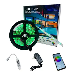 12V ТВ фон Смарт цветных (RGB) светодиодных лент огни удаленное управление с помощью приложения 150 светодиодов Гибкие светодиодные SMD5050 RGB светодиодные полосы комплект