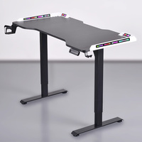 Bureau ergonomique/Table de jeu Éclairage RVB personnalisé Porte-gobelet durable en fibre de carbone en mélamine-Cadre métallique de conception moderne