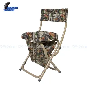 BSCI FCCA 350lbs Static Loading Weight steel tube folding chair camo one man hunting chair blind with a Bag Under The Seat