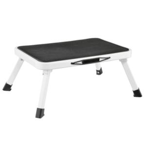 Folding <b>Step</b> <b>Stool</b> 38x26x17.5cm Steel Plastic Black White Portable Indoor Outdoor Use - Product Image 1