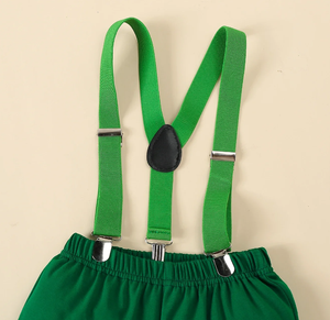 Ensembles de tenues d'anniversaire pour bébés garçons : Barboteuse à imprimé animal avec cravate et short à bretelles en Y – Vêtements pour le premier anniversaire et la cérémonie de gâteau - Product Image 5