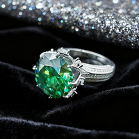Bague de fiançailles et de mariage en argent sterling S925 de luxe avec moissanite bleue émeraude VVS couleur D 10 carats pour femme