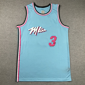 2025 vente en gros et Offres Spéciales hommes Sport basket-ball brodé cousu noir rouge <span class=keywords><strong>maillot</strong></span> #3 <span class=keywords><strong>Dwyane</strong></span> <span class=keywords><strong>Wade</strong></span> Miami maillots - Product Image 6