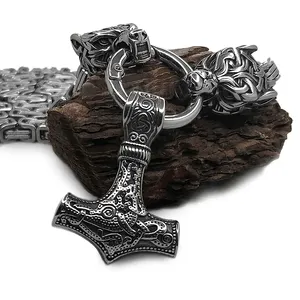 Benutzer definierte keltische Wolf byzanti nische König Kette Herren Viking Thor Hammer Anhänger Halskette Schmuck fabrik