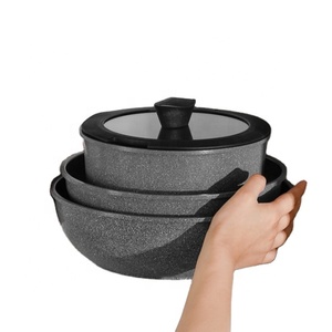 5 cái rèn nhôm không dính Cookware Set đôi xử lý <span class=keywords><strong>Frying</strong></span> <span class=keywords><strong>Pan</strong></span> casseroles sữa Fry <span class=keywords><strong>Pan</strong></span> nhà bếp nồi kim loại đồ nấu nướng - Product Image 4