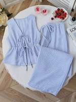 Agent d'approvisionnement Guangzhou 1688 – Ensemble deux pièces décontracté été pour femmes européennes et américaines : crop top et short/pantalon – Vente en gros