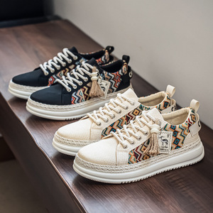 Zapatos de lona para hombre, modelo nuevo de verano 2026, transpirables, de tela fina de lino, estilo deportivo, con suela gruesa que aumenta la altura. - Product Image 5