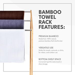 <span class=keywords><strong>Support</strong></span> d'accessoires de bain moderne en bambou pratique pour la maison Porte-serviettes en <span class=keywords><strong>échelle</strong></span> avec fonction de rangement pour la salle de bain - Product Image 5