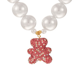 Collar con Colgante <span class=keywords><strong>de</strong></span> Oso con Circonitas Cúbicas y Perla <span class=keywords><strong>de</strong></span> Agua Dulce, Estilo Y2K, Joyería <span class=keywords><strong>de</strong></span> Moda para Mujeres y Niñas, Regalo - Product Image 5