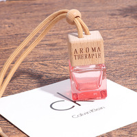 Diffuseur de parfum en verre pour voiture, couleur personnalisée, 8 ml, carré, avec bouchon en bois