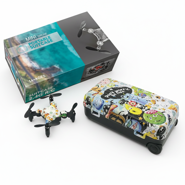 2.4G Remote Control Suitcase Mini Quadcopter Graffiti Style WIFI HD Camera 300000 Pixels Lightweight Portable Stable Flight