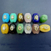 Perles en forme de baril JF8498 à grand trou, incrustées de pierres précieuses naturelles et de zircon, multicolores, perles intercalaires lâches pour la fabrication de bijoux DIY