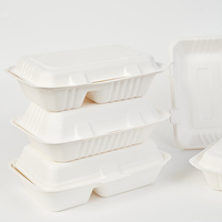 Boîte à lunch de canne à sucre de bagasse pratique et respectueuse de l'environnement N600ml Boîte à lunch en papier Boîte à bagasse verrouillée
