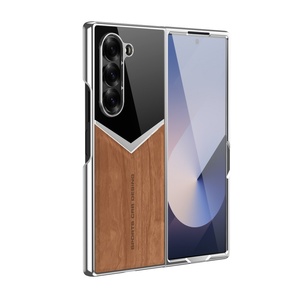 เคสโทรศัพท์ลายไม้หนัง PU สำหรับ Samsung Fold 8 4 5 6 7 พร้อมฟิล์มกันรอยหน้าจอ กรอบชุบกันกระแทก - Product Image 1