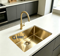 Évier de cuisine encastré simple en acier inoxydable 304 bronze antique fait main, luxe, 550*450mm