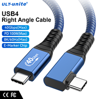 ULT-unite Câble USB4 coaxial en gros de haute qualité, Type-C PD 100W à angle droit, charge rapide, tressé, compatible avec la sortie vidéo
