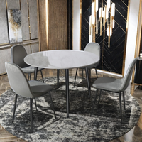 Ensemble 6 chaises en PU au design moderne pour salle à manger Ensembles de table à manger ronde en MDF et marbre