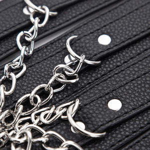 New Arrival Black BDSM Bondage Kit <b>Handcuffs</b> Foot Cuff SM Product Erotic Adult Toy PU <b>Leather</b> <b>Handcuff</b> with Metal Chain Buckles - Product Image 5