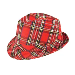 Adult Tartan Scottish Themed Burns Night out Trilby Gangster Hat