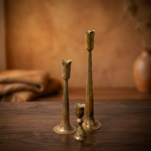 Élégant porte-bougie en laiton pour mariage, anniversaire, table à manger, table basse, salon, décoration intérieure - Product Image 1