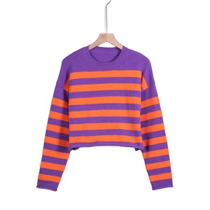 Maglione Pullover da donna personalizzato alla moda 2025 maglione da donna a maniche lunghe a righe <span class=keywords><strong>rosso</strong></span> nero lavorato a <span class=keywords><strong>maglia</strong></span> Casual <span class=keywords><strong>abito</strong></span> maglione da donna - Product Image 1