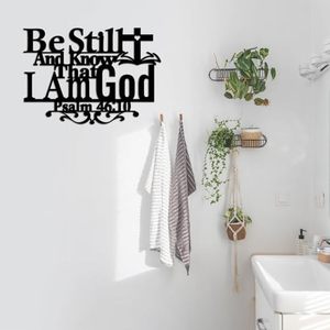 Arte Metálico Cristiano para Pared - Sírte tranquilo y sé que yo soy <span class=keywords><strong>Dios</strong></span> (<span class=keywords><strong>Salmo</strong></span> 46:10) - Decoración Inspiradora con Versículo Bíblico para el Hogar, Cocina, Dormitorio - Product Image 5