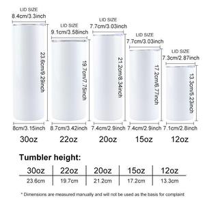 Grosir dinding ganda sublimasi mug kosong putih kurus Tumbler lurus Vasos De Acero infixable 12oz 15oz 20oz 22oz 30oz