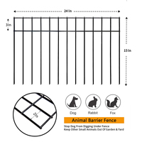Clôture de jardin décorative en fer trempé à picots de 2 pouces, espacement des picots, pour chiens, barrière pour petits/moyens animaux, calibre 4
