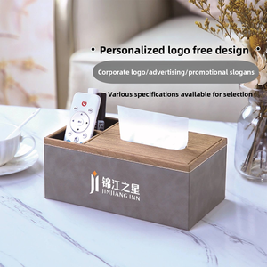 Boîte à mouchoirs en cuir avec aimant dissimulé pour chambre d'hôtel, support multifonctionnel pour télécommande, rangement pour salon et chevet - Product Image 3