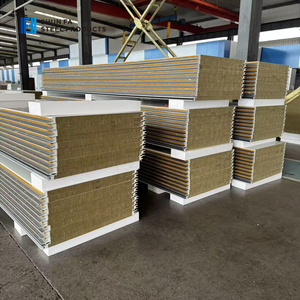 Panneaux muraux isolés en <span class=keywords><strong>laine</strong></span> <span class=keywords><strong>de</strong></span> <span class=keywords><strong>roche</strong></span> pour entrepôts, chambres froides et usines, <span class=keywords><strong>avec</strong></span> revêtement en <span class=keywords><strong>aluminium</strong></span> ignifuge et panneaux sandwich à jointure polyuréthane. - Product Image 3