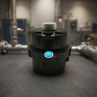 Compteur d'eau froide multi-jets avec boîtier en polymère noir, couvercle articulé et compteur kilométrique pour système de facturation domestique et d'appartement