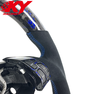 Accessoires intérieurs automobiles, volant en cuir et fibre de carbone forgée bleue, compatible avec Acura TL TLX TSX ILX MDX - Product Image 2