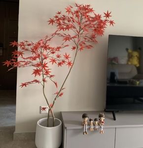 인공 붉은 단풍 나무 1.3m-1.8m 플라스틱 분재 인공 일본 붉은 잎 식물 - Product Image 5