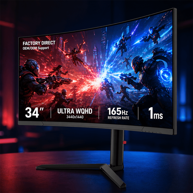 New Style PC 34 Inch 21:9 Curved Desktop LED Computer 4K 3440x1440 144Hz Game Monitor for Internet Cafe and Office