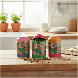ชุดกระป๋องโลหะขนาด90x100มม. (ชุด3ชิ้น) พร้อมฝาโดมดีไซน์ดอกทานตะวัน - Product Image 3