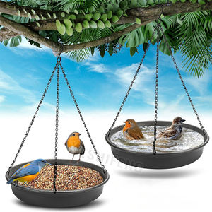 Mangeoire à oiseaux automatique et portable pour l'extérieur Plateau à graines suspendu en fer durable Bain-marie Plateau simple Distributeur de nourriture pour oiseaux sauvages - Product Image 1