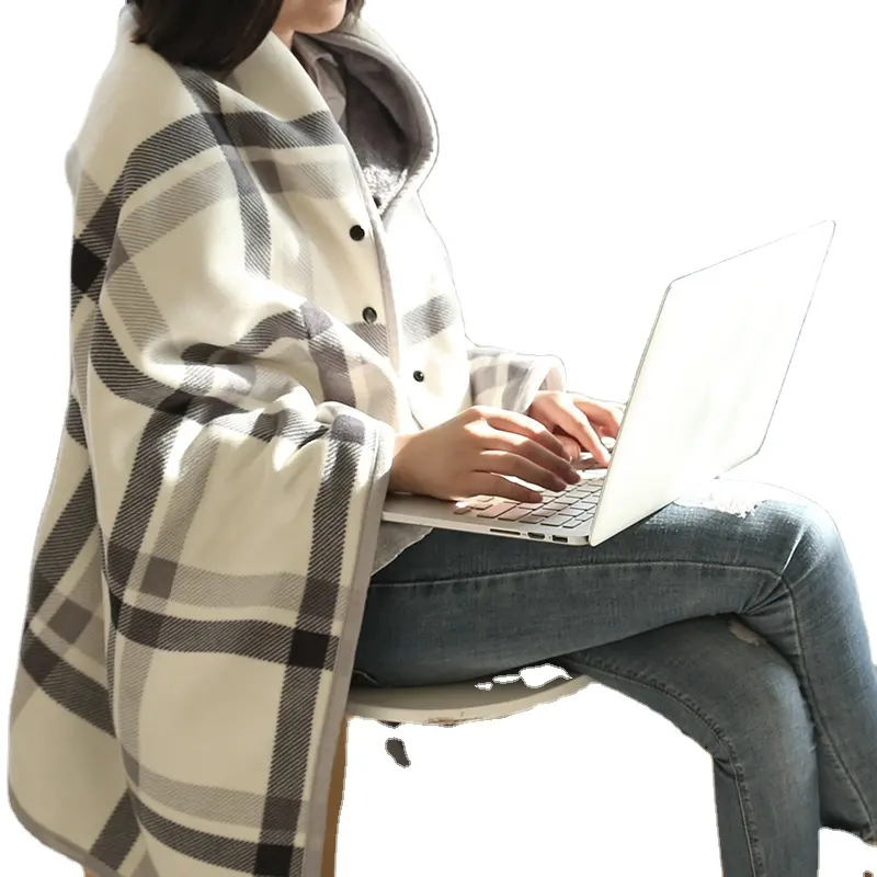 Inverno personalizado Multi-purpose Polar Fleece Throw Cobertor Colorido Manto Grade Stripe Design Cachecol Xale Cobertor