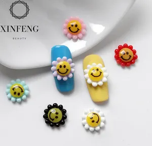 Kawaii Nail smiley face jewelry cartoon colorful sunflower spring and summer explosion nail stickers decoration