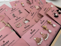 Cartes de présentation personnalisées pour bijoux (boucles d'oreilles, colliers, bracelets) en papier écologique imprimé sur mesure avec logo, pour présentation de bijoux (OPP)