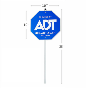 Señales <span class=keywords><strong>de</strong></span> Advertencia <span class=keywords><strong>de</strong></span> Aluminio Resistentes, Octogonales, Azules, Personalizadas, con Impresión UV Reflectante, para Patio Seguro <span class=keywords><strong>ADT</strong></span>, Tamaño Personalizado, Altura Alta - Product Image 3