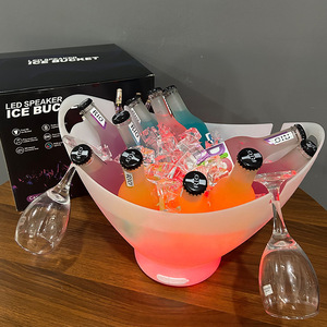 Grand seau à glace LED de 7 L avec haut-parleur Bluetooth et lumière à changement de couleur automatique 7 couleurs pour refroidisseur de bière, vin et <span class=keywords><strong>champagne</strong></span> pour bar et fête - Product Image 4